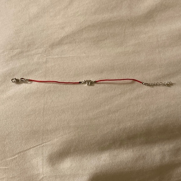 Red Cord with Sterling Silver Chai Charm Bracelet - Picture 4 of 8